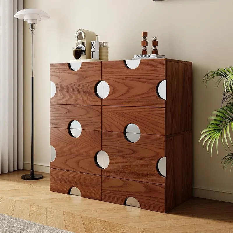 Traditional Vintage Square Hardware MDF Plywood Stainless Steel Storage Cabinet 2-Drawer For Bedroom