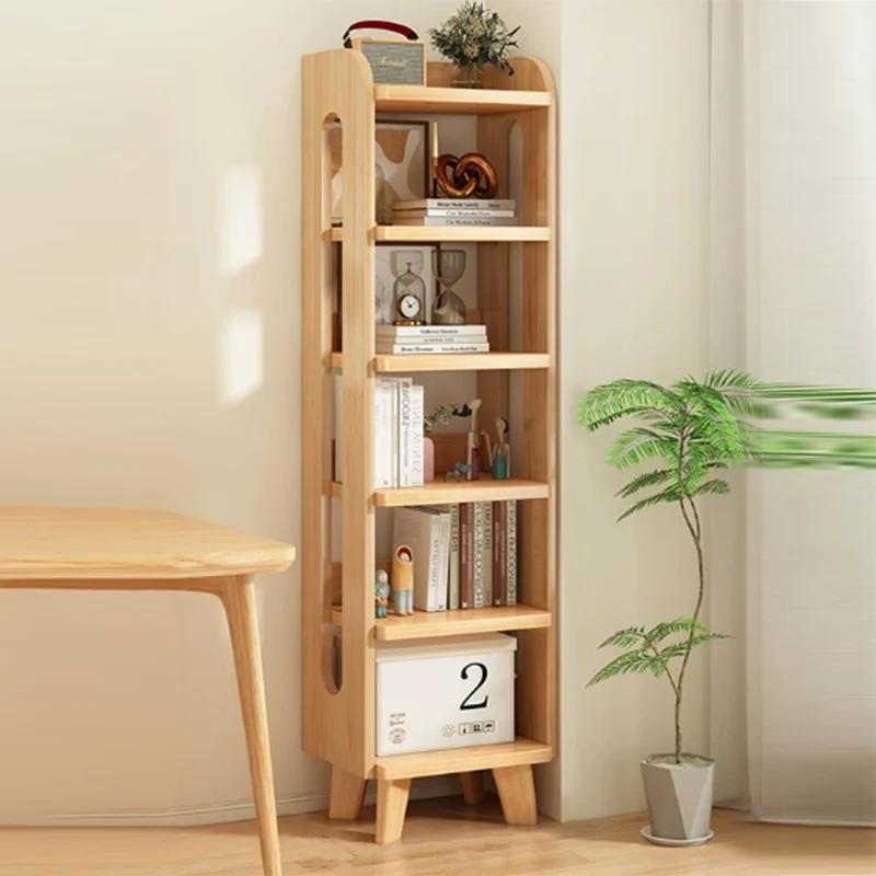 Modern Minimalist Square Rectangular Pine Wood Bookshelf 4/5/6-Tier For Living Room
