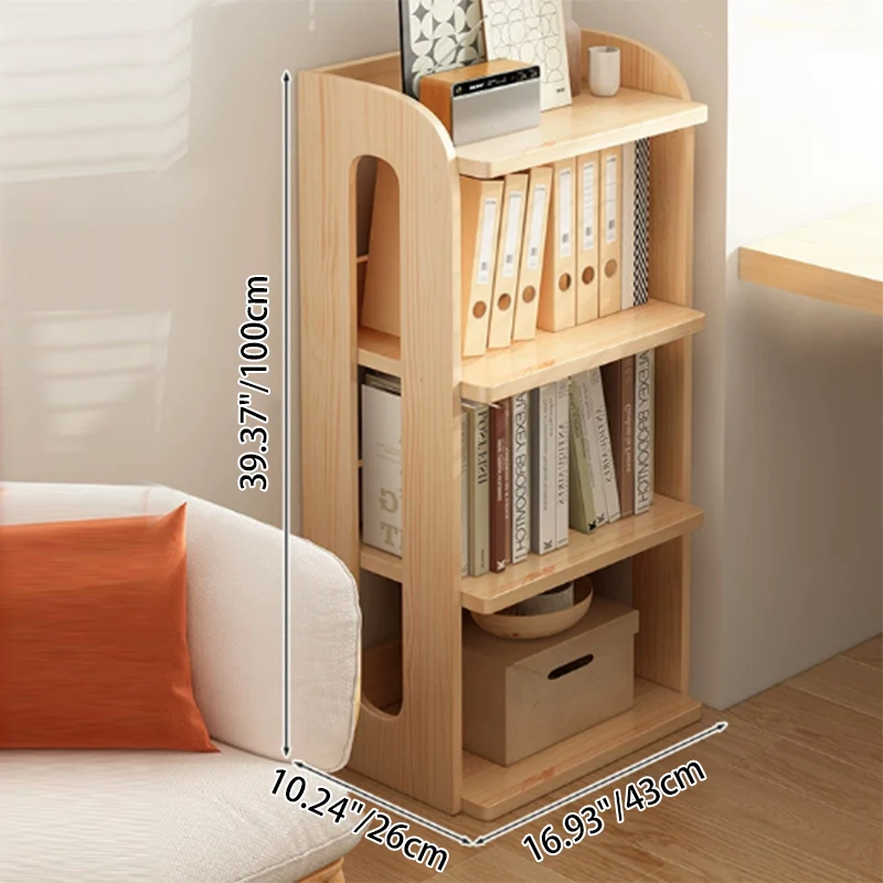 Modern Minimalist Square Rectangular Pine Wood Bookshelf 4/5/6-Tier For Living Room