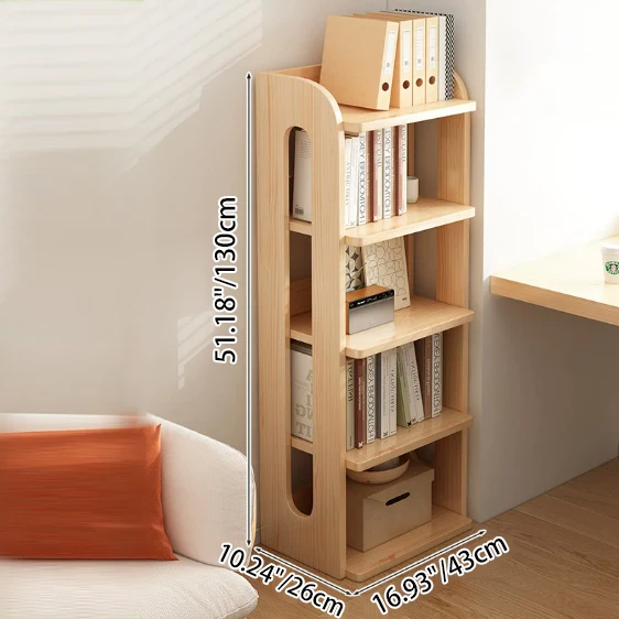 Modern Minimalist Square Rectangular Pine Wood Bookshelf 4/5/6-Tier For Living Room