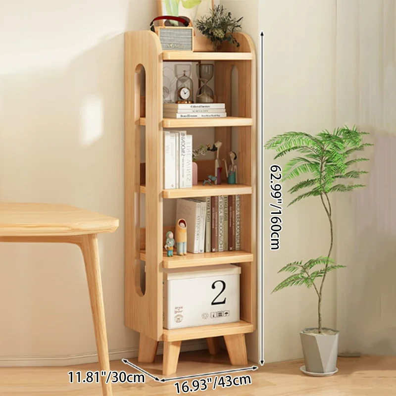 Modern Minimalist Square Rectangular Pine Wood Bookshelf 4/5/6-Tier For Living Room