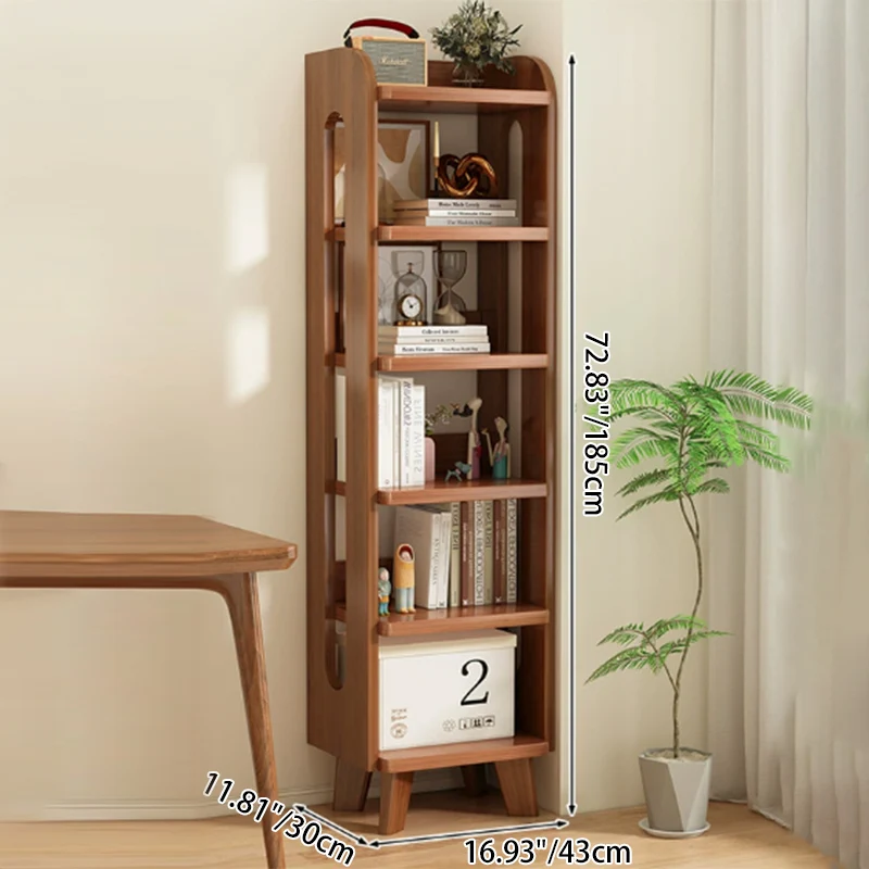 Modern Minimalist Square Rectangular Pine Wood Bookshelf 4/5/6-Tier For Living Room