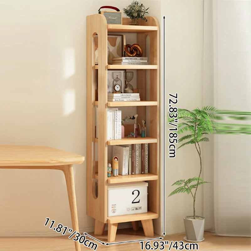 Modern Minimalist Square Rectangular Pine Wood Bookshelf 4/5/6-Tier For Living Room