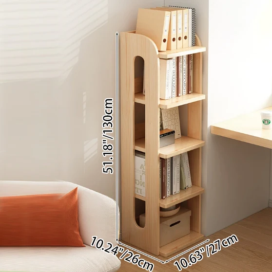 Modern Minimalist Square Rectangular Pine Wood Bookshelf 4/5/6-Tier For Living Room