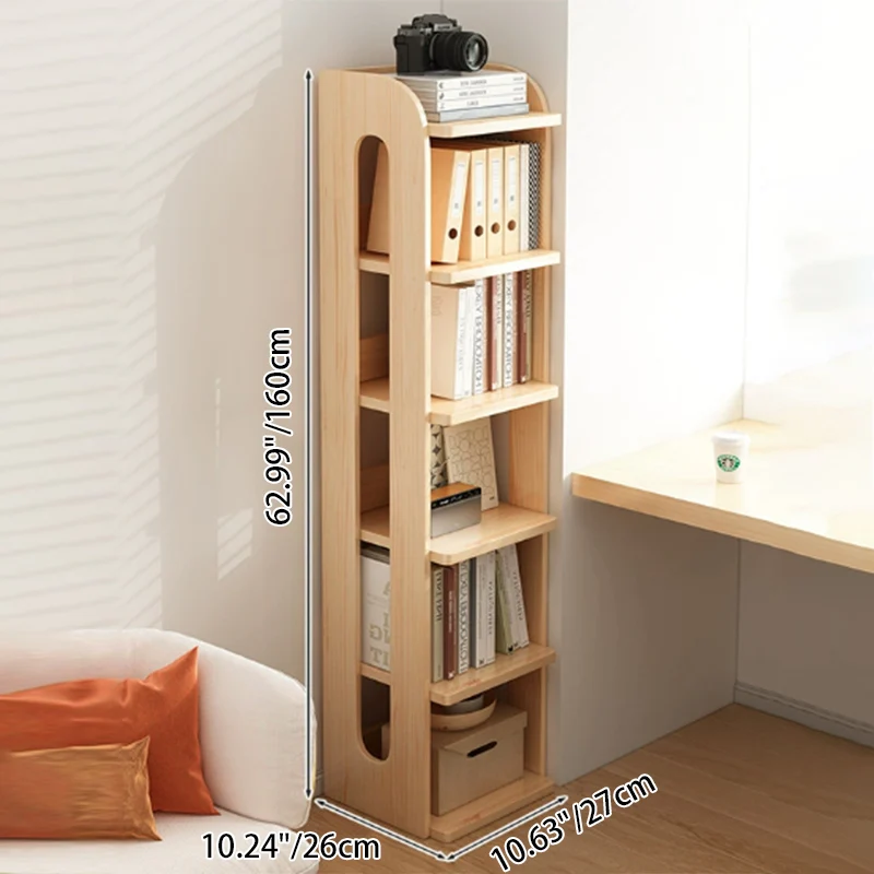 Modern Minimalist Square Rectangular Pine Wood Bookshelf 4/5/6-Tier For Living Room