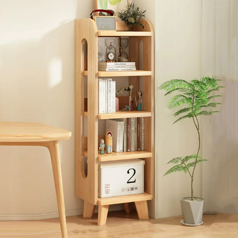 Modern Minimalist Square Rectangular Pine Wood Bookshelf 4/5/6-Tier For Living Room