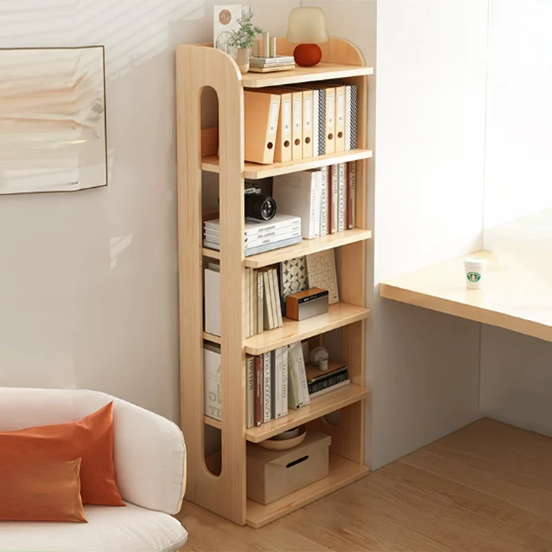 Modern Minimalist Square Rectangular Pine Wood Bookshelf 4/5/6-Tier For Living Room