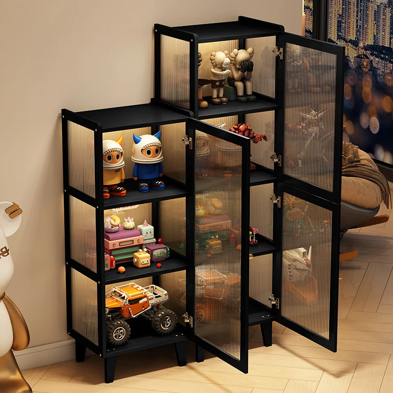 Contemporary Nordic Moso Bamboo Acrylic Rectangular Storage Cabinet 2/3/4-Cabinet For Living Room