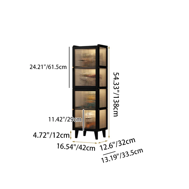 Contemporary Nordic Moso Bamboo Acrylic Rectangular Storage Cabinet 2/3/4-Cabinet For Living Room