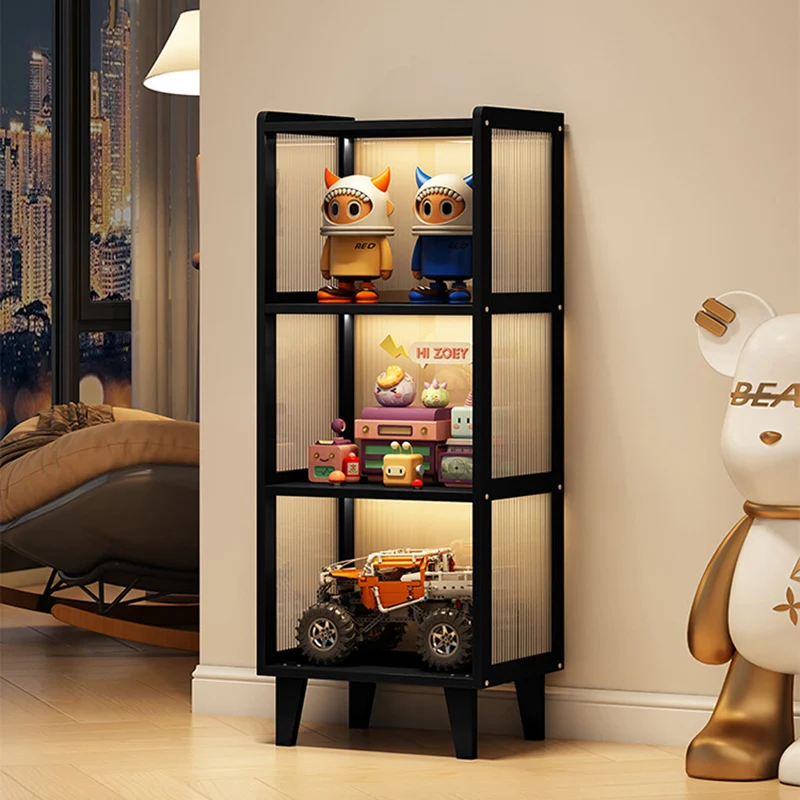 Contemporary Nordic Moso Bamboo Acrylic Rectangular Storage Cabinet 2/3/4-Cabinet For Living Room