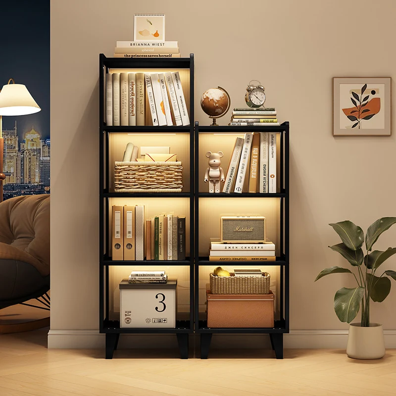 Contemporary Nordic Moso Bamboo Acrylic Rectangular Storage Cabinet 2/3/4-Cabinet For Living Room
