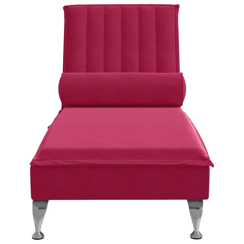 Chaise lounge de massagem com rolo veludo vermelho tinto
