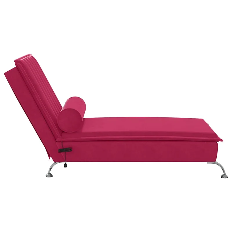 Chaise lounge de massagem com rolo veludo vermelho tinto