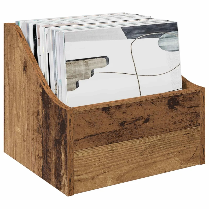 Caixa de Discos LP Madeira antiga 37 x 33 x 32 cm