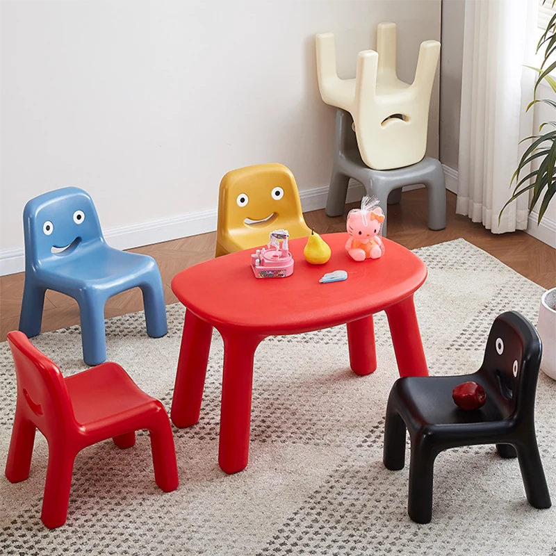 Contemporary Scandinavian Kids Smile Square PE Low Chair Backrest Armless For Living Room