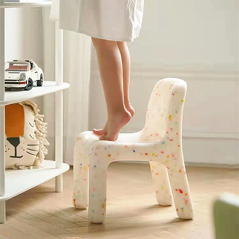 Contemporary Scandinavian Kids Square Starry Sky PE Low Chair Backrest Armless For Study