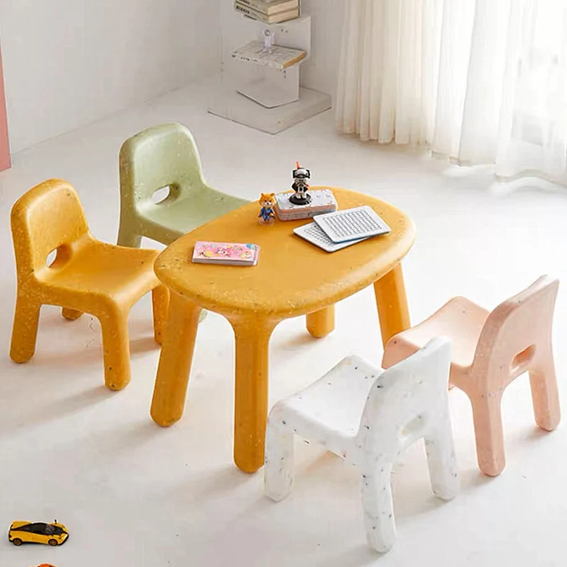 Contemporary Scandinavian Kids Square Starry Sky PE Low Chair Backrest Armless For Study