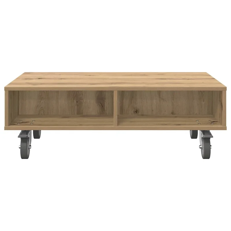 Mesa Lateral com Rodas Carvalho Artesanal 90 x 50 x 30 cm