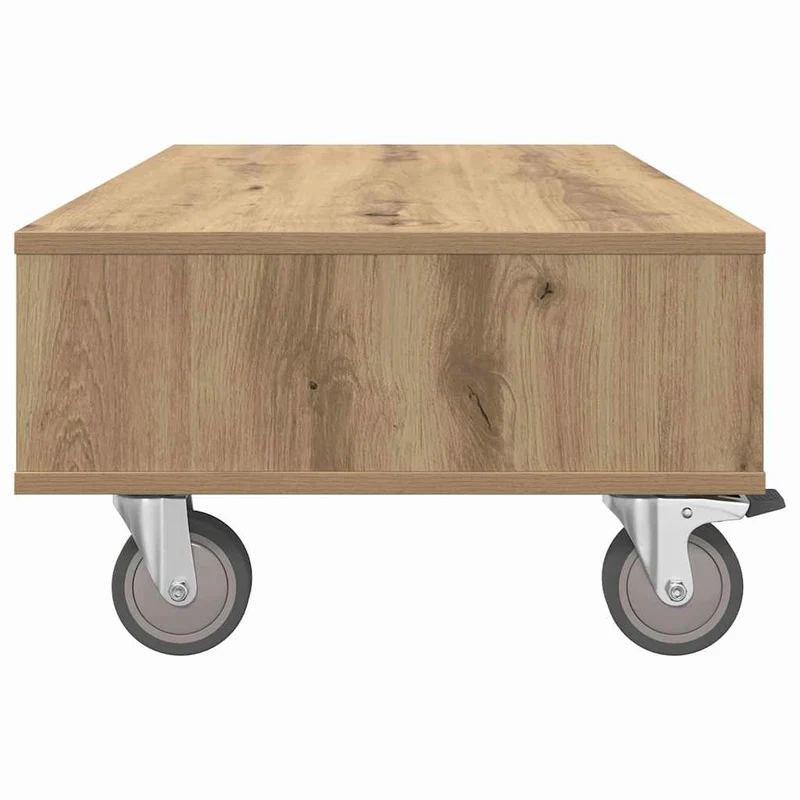 Mesa Lateral com Rodas Carvalho Artesanal 90 x 50 x 30 cm