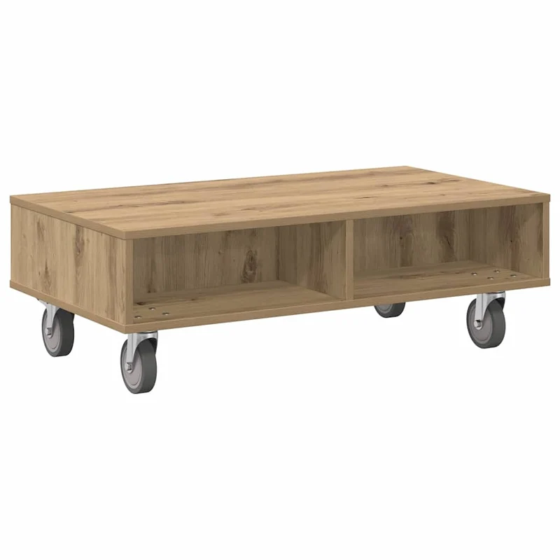 Mesa Lateral com Rodas Carvalho Artesanal 90 x 50 x 30 cm