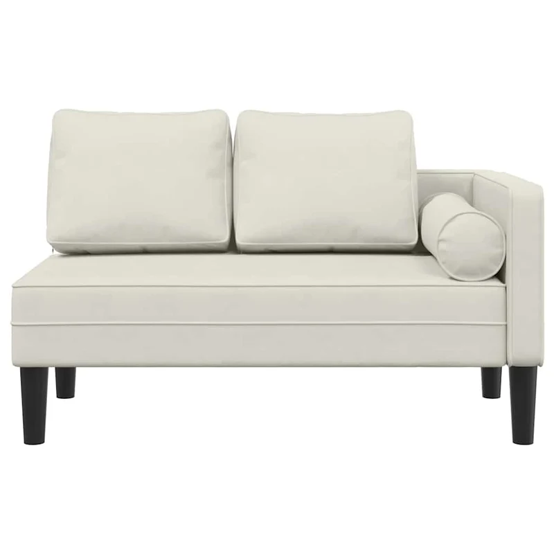 Chaise lounge com almofadões veludo creme