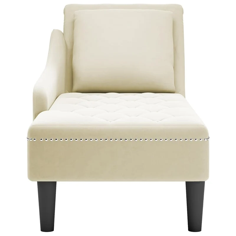 Chaise lounge c/ almofada/apoio de braços direito veludo creme