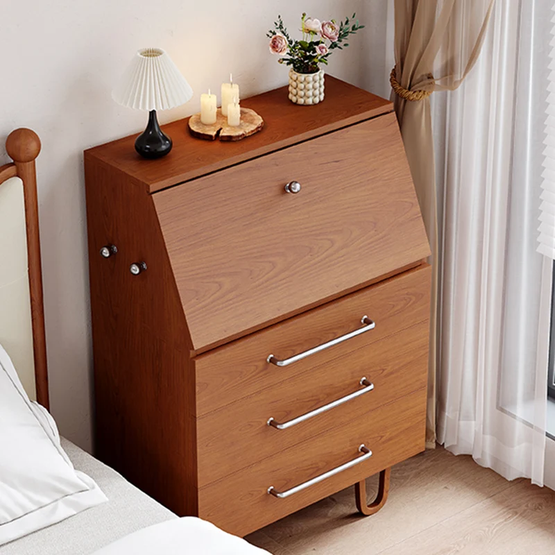 Contemporary Retro Rectangular Large Capacity Ash Wood Plywood Storage Cabinet 3-Drawer For Living Room