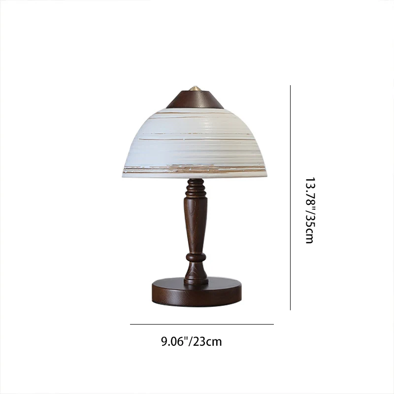 Traditional Japanese Ceramic Solid Wood Round Cylinder 1-Light Table Lamp For Bedroom