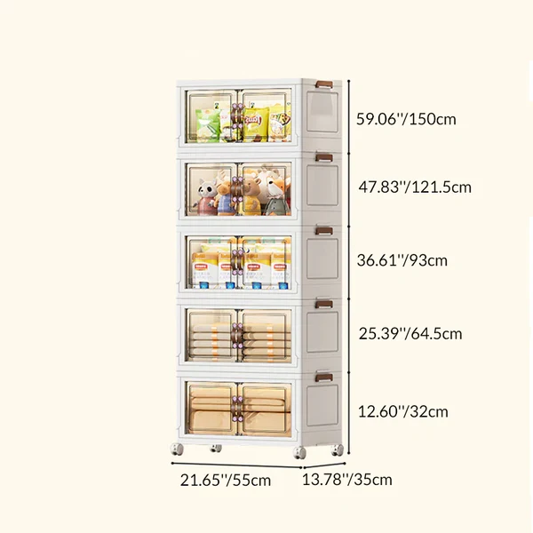 Contemporary Creative PP TPR Textured Square Storage Cabinets 5-Cabinets For Living Room