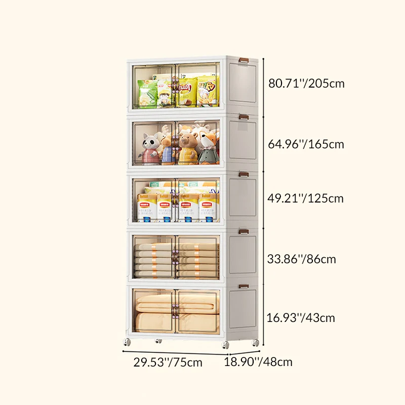 Contemporary Creative PP TPR Textured Square Storage Cabinets 5-Cabinets For Living Room