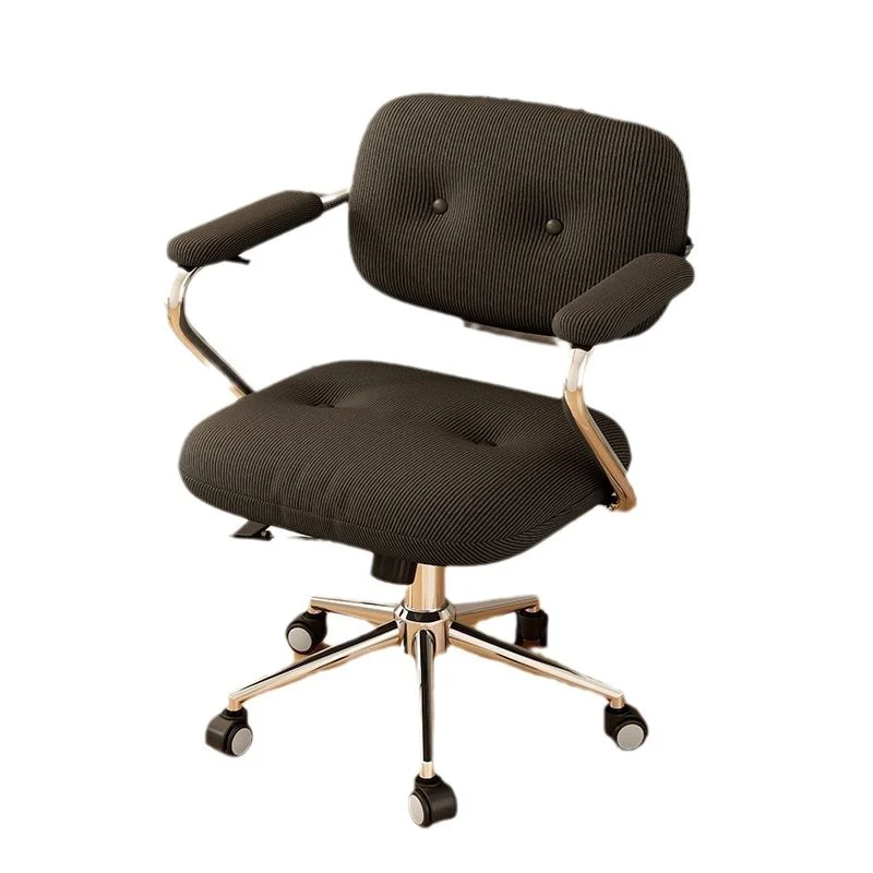 Modern Minimalist Corduroy Iron Mid-Back Height Adjustable Desk Chair Backrest Armrest For Home Office