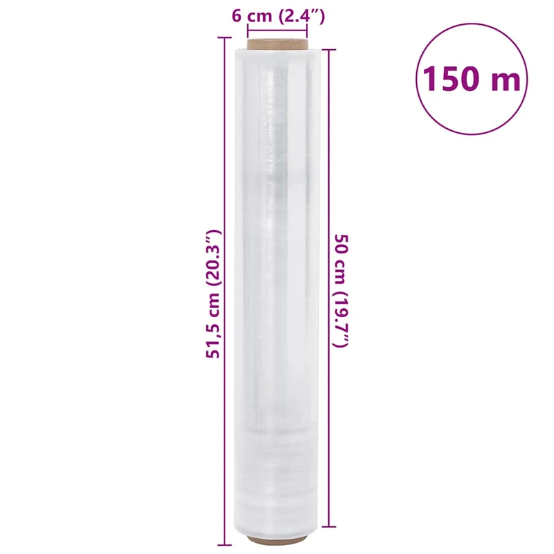 Película extensível 2 unid transparente 17 μm 50 cm x 150 m
