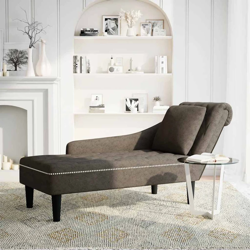 Chaise lounge c/ almofada/apoio braços direito couro artificial