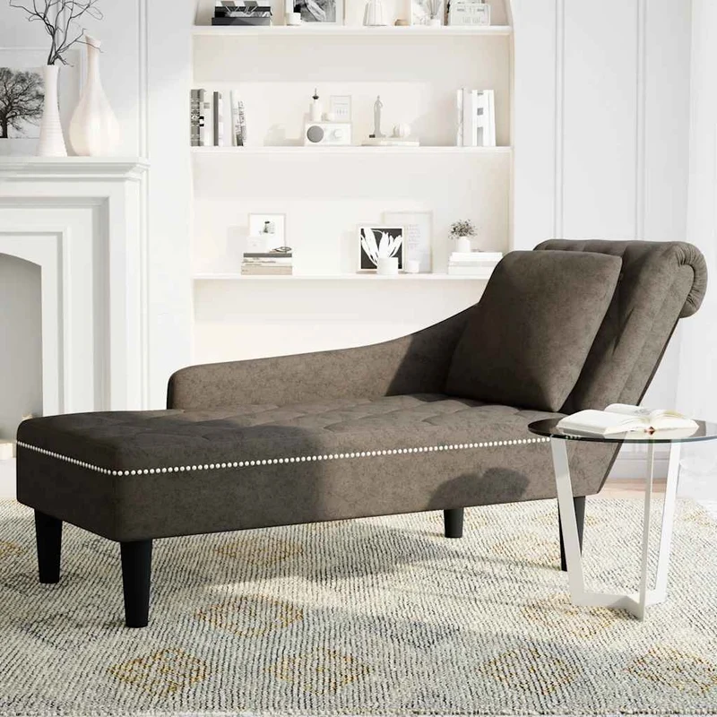 Chaise lounge c/ almofada/apoio braços direito couro artificial