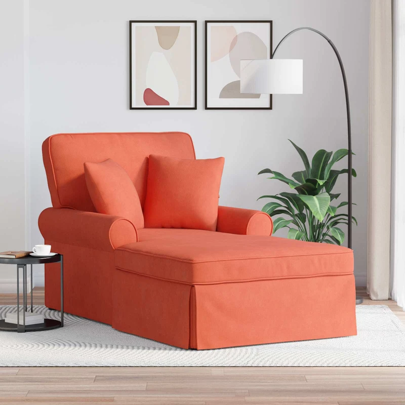 Chaise Lounge com Saia 3 unid. Laranja Vermelho