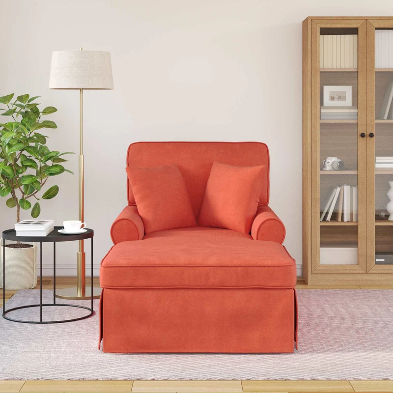 Chaise Lounge com Saia 3 unid. Laranja Vermelho
