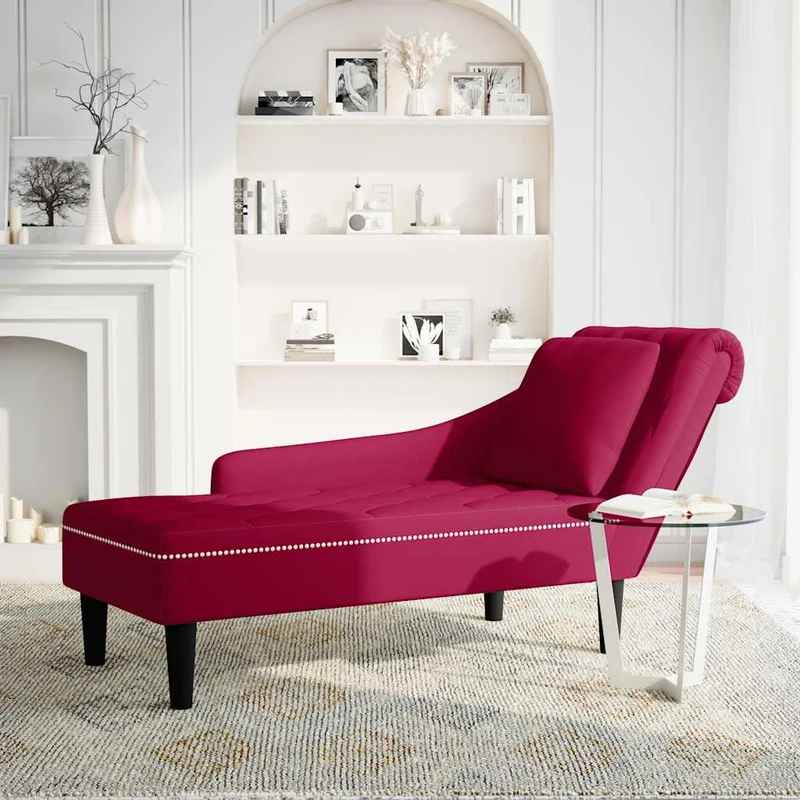 Chaise lounge c/ almofada/apoio de braços direito veludo