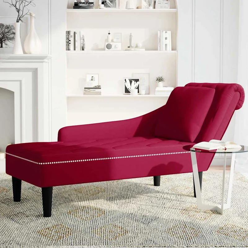 Chaise lounge c/ almofada/apoio de braços direito veludo