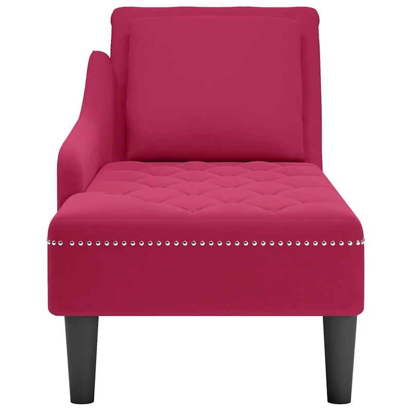 Chaise lounge c/ almofada/apoio de braços direito veludo