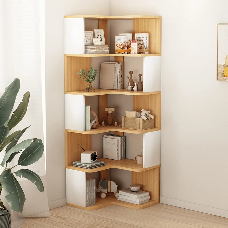 Contemporary Nordic Eco-Friendly Engineered Wood L-Shaped Corner Bookshelf With 4/5 Tiers For Home Office & Study