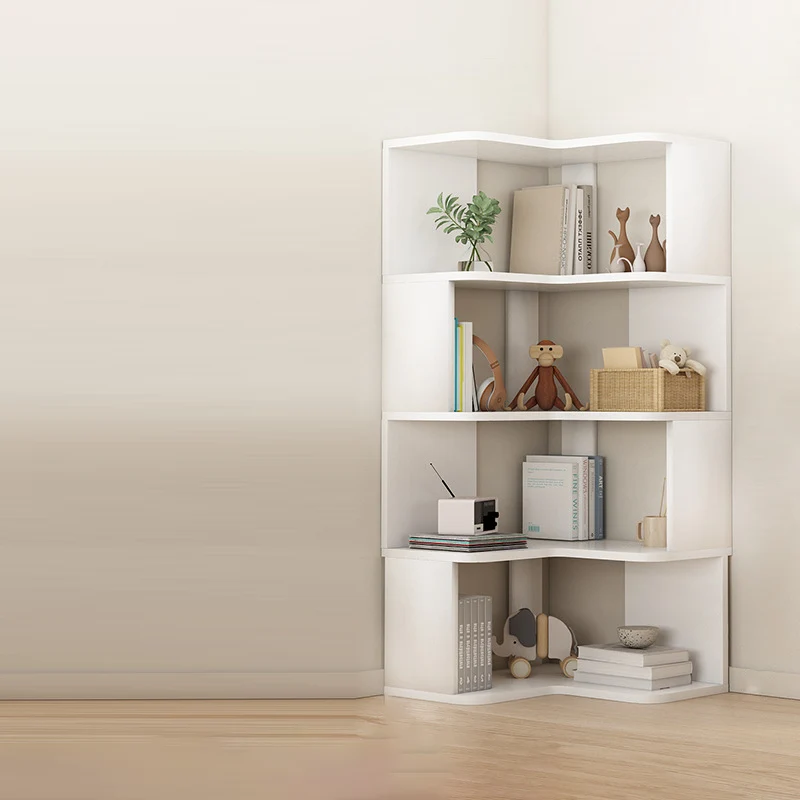 Contemporary Nordic Eco-Friendly Engineered Wood L-Shaped Corner Bookshelf With 4/5 Tiers For Home Office & Study