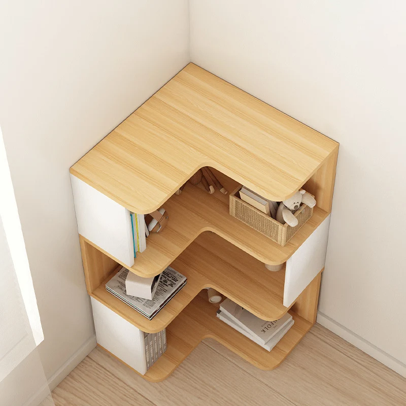 Contemporary Nordic Eco-Friendly Engineered Wood L-Shaped Corner Bookshelf With 4/5 Tiers For Home Office & Study