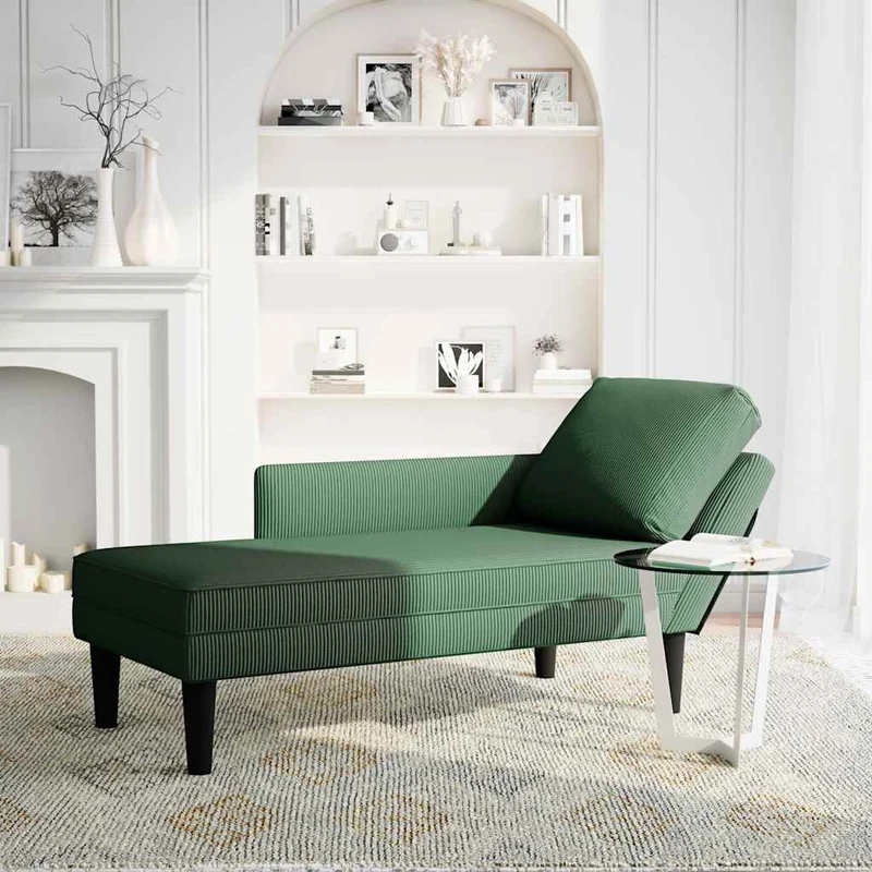 Chaise lounge com almofada tecido corduroy selva verde escuro