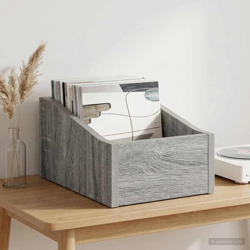 Caixa de Discos LP Sonoma cinzento 23 x 33 x 16 cm
