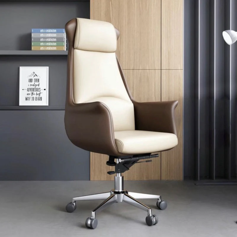 Modern Minimalist Rectangular High Back Faux Leather Plywood Steel Desk Chair For Home Office