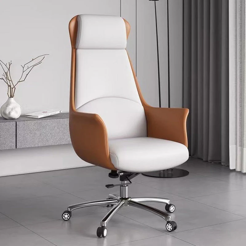 Modern Minimalist Rectangular High Back Faux Leather Plywood Steel Desk Chair For Home Office