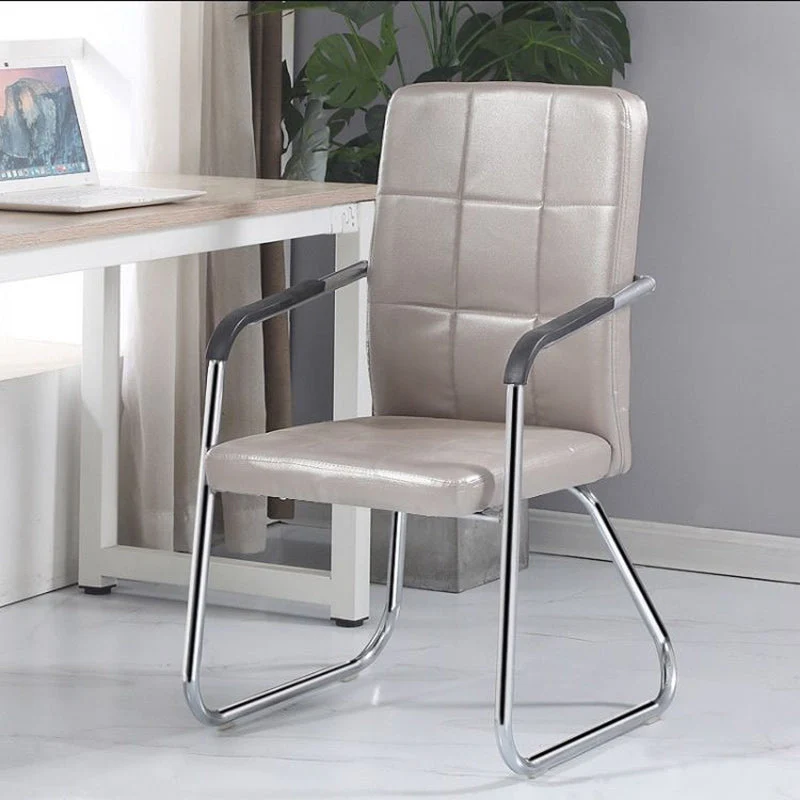 Modern Minimalist Synthetic Leather Steel Rectangular Square Desk Chair Backrest Armrest For Home Office