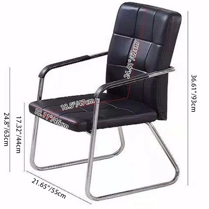 Modern Minimalist Synthetic Leather Steel Rectangular Square Desk Chair Backrest Armrest For Home Office