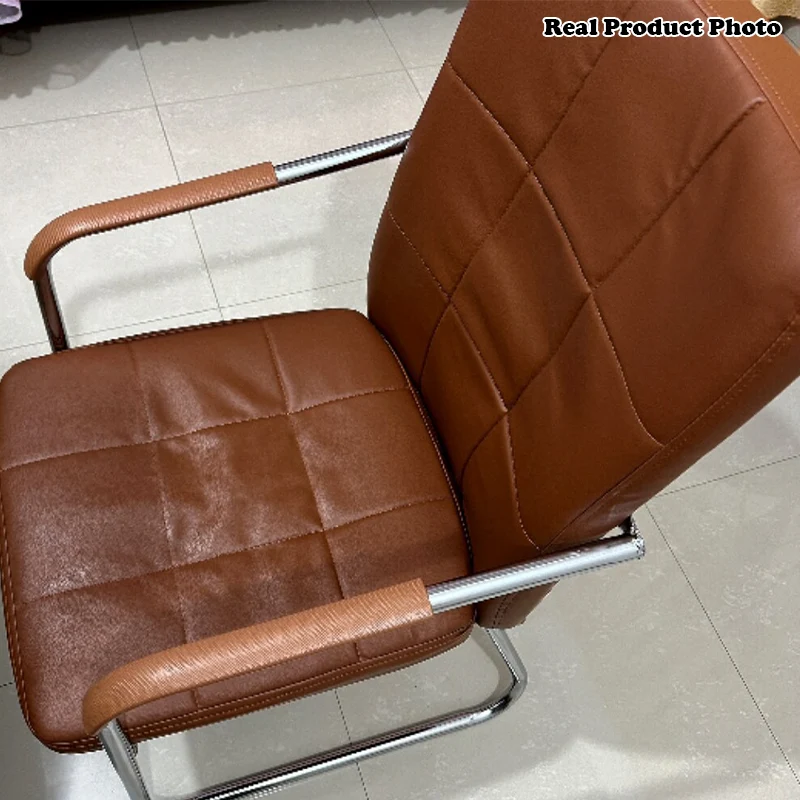 Modern Minimalist Synthetic Leather Steel Rectangular Square Desk Chair Backrest Armrest For Home Office