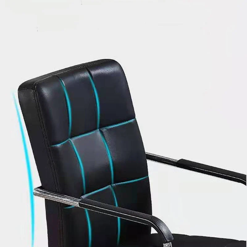 Modern Minimalist Synthetic Leather Steel Rectangular Square Desk Chair Backrest Armrest For Home Office